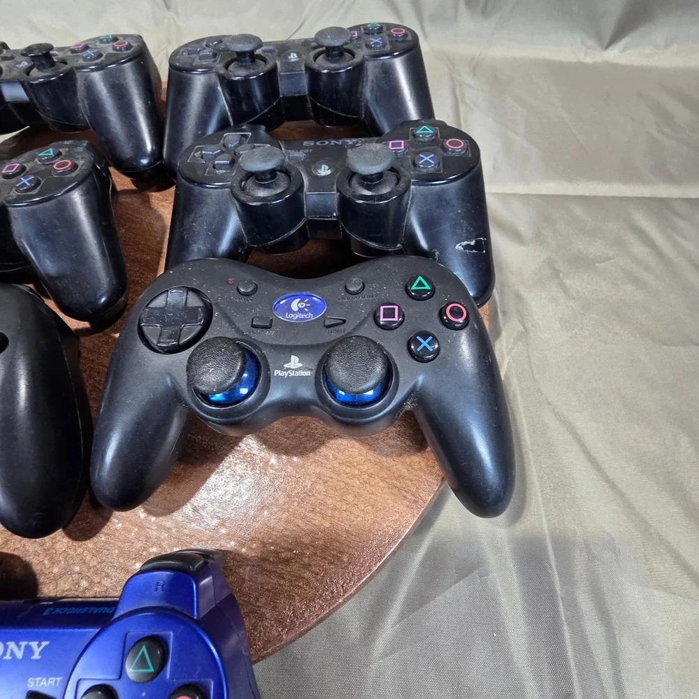 Lot of 7 PS3 Controllers Sony DualShock 3 Sixaxis Logitech Cordless Action Black